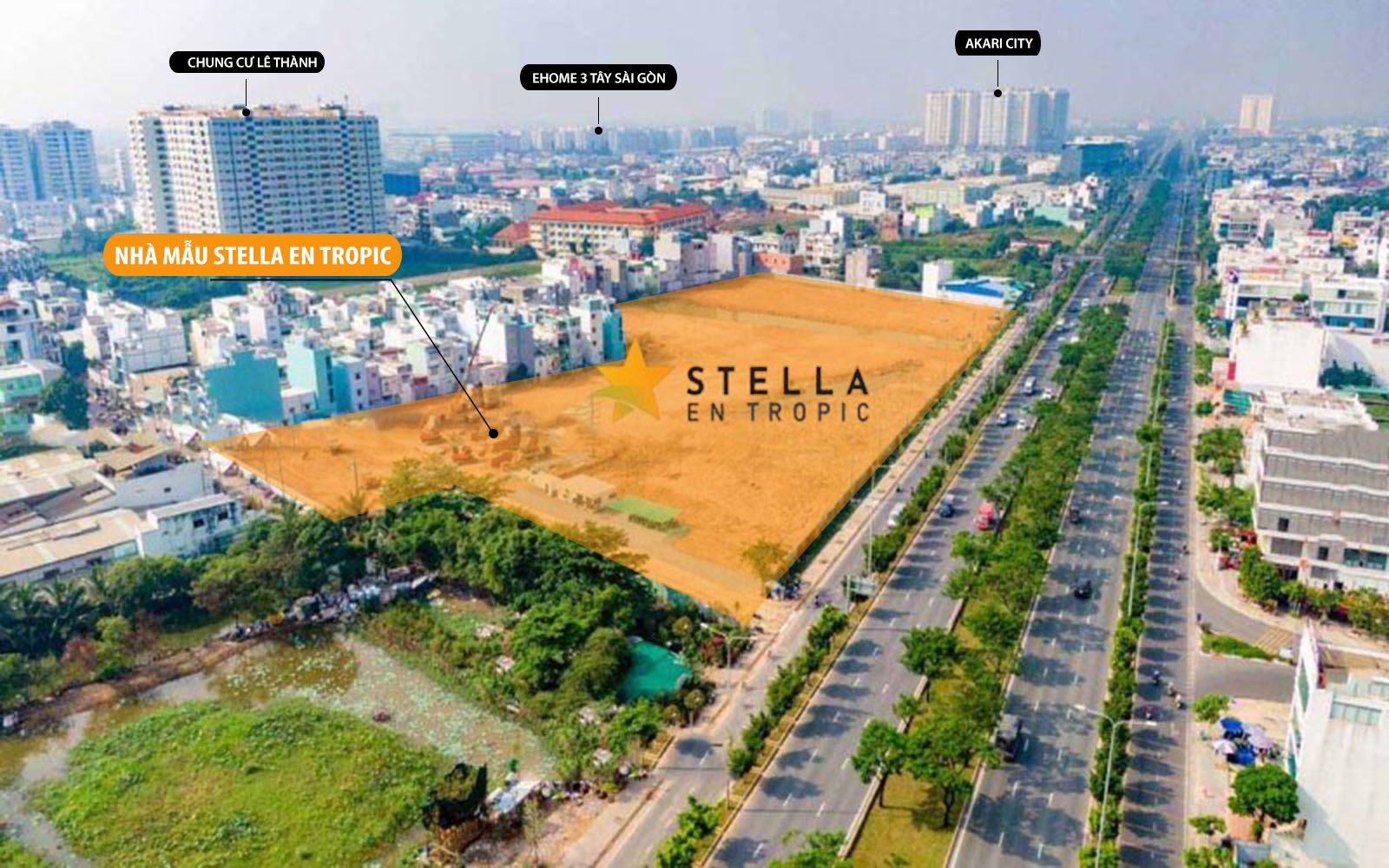 vị trí nhà mẫu VỊ TRÍ Stella En Tropic Võ Văn Kiệt, Bình Tân