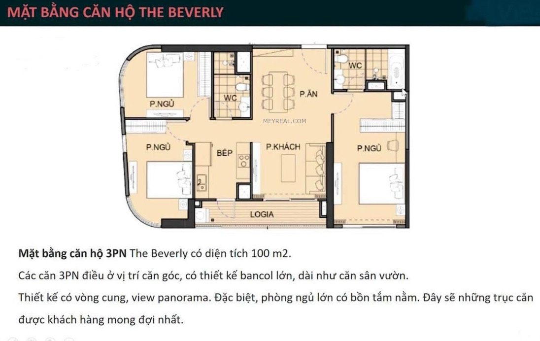 THIẾT KẾ LAYOUT CĂN 3PN THE BEVERLY