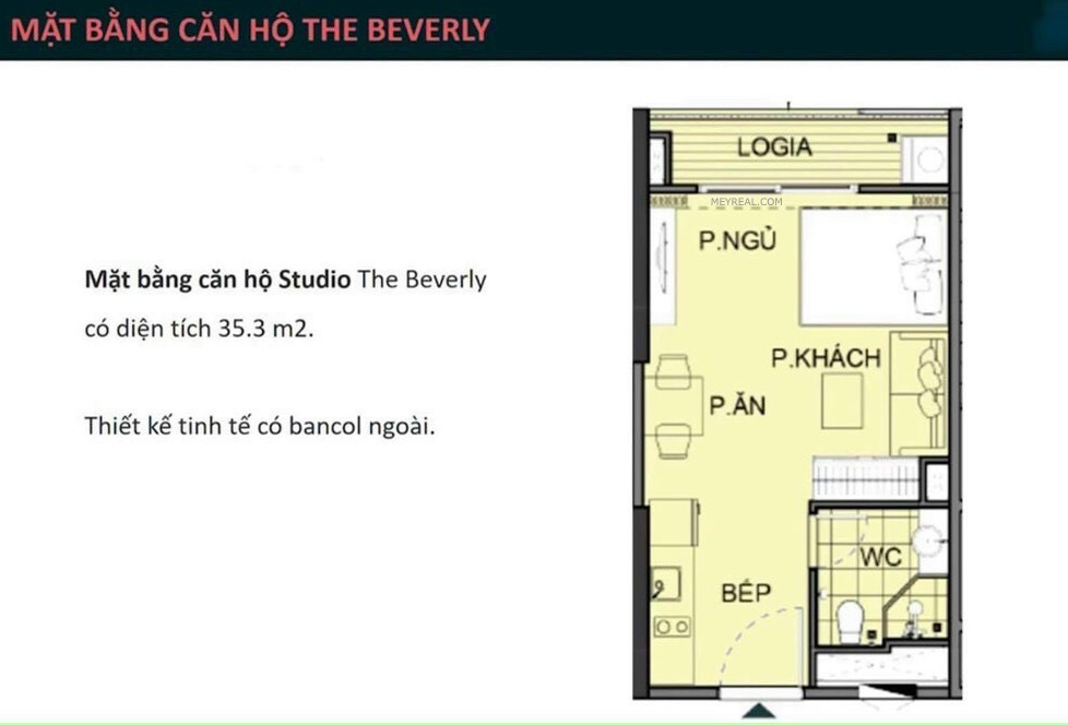 LAYOUT THIẾT KẾ CĂN STUDIO THE BEVERLY
