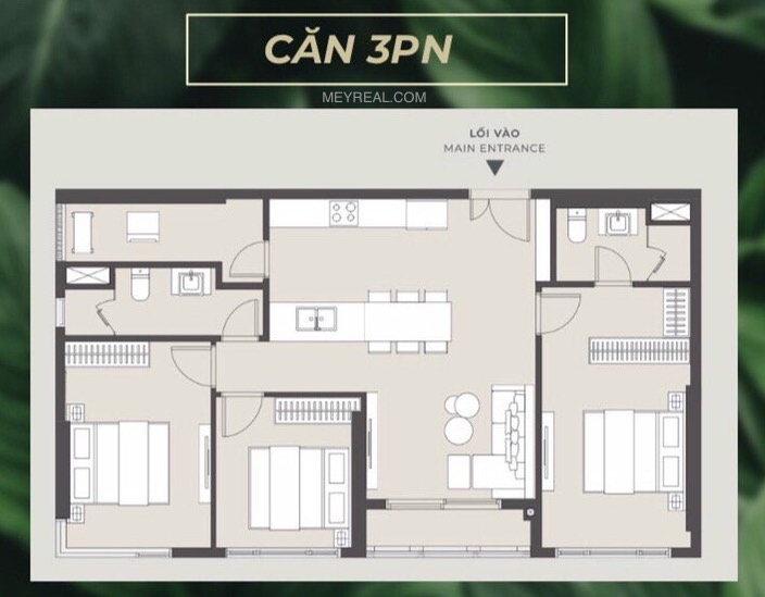 thiết kế căn hộ Lumiere Boulevard 3PN