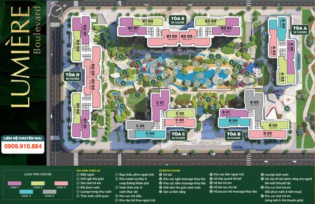 mặt bằng thiết kế Căn hộ Penhouse Lumiere Boulevard