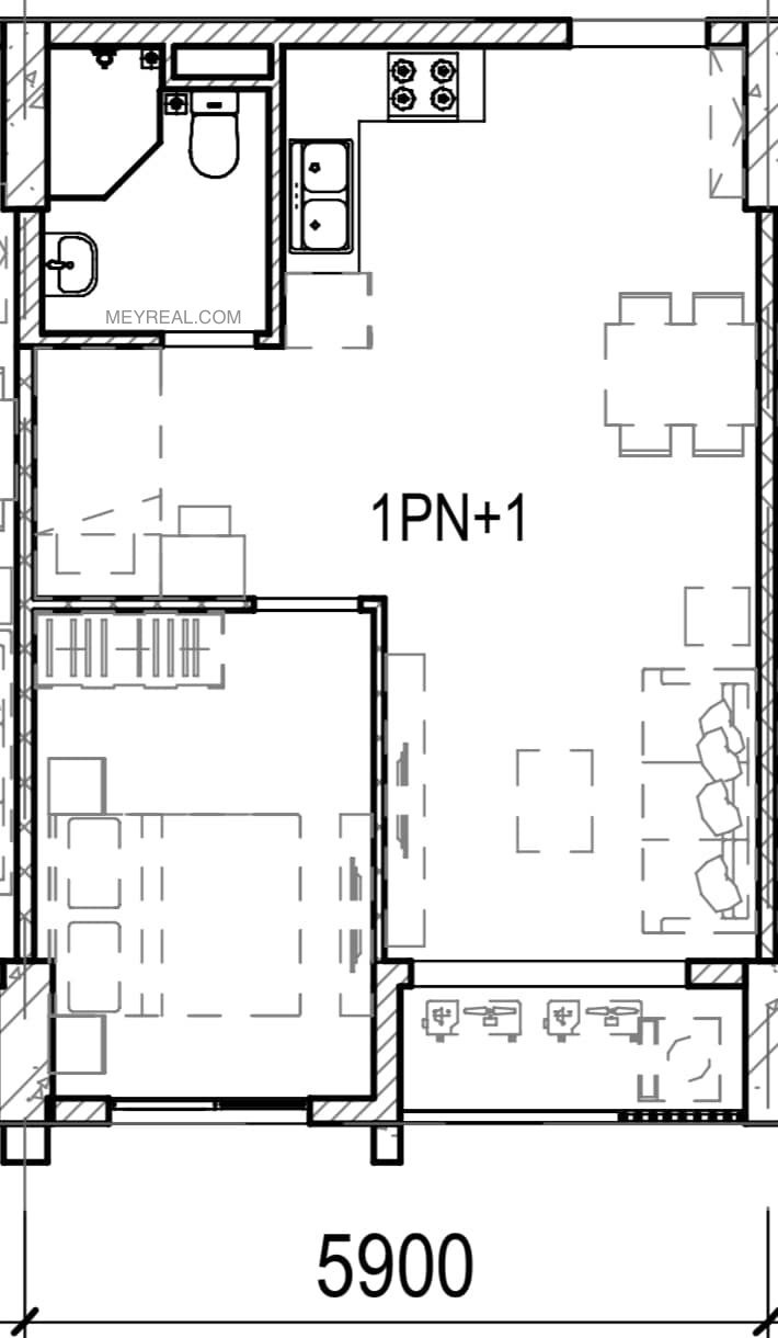 Thiết kế layout căn 1PN+ The Privia