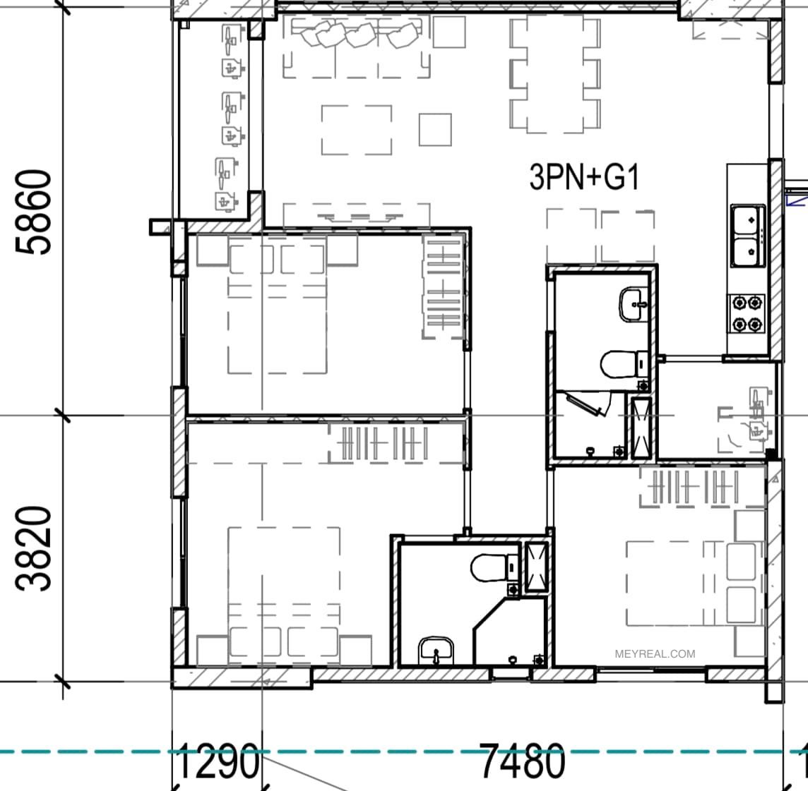 Thiết kế layout căn 3PN+ The Privia