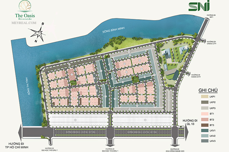 mặt bằng the oasis riverside bến cát
