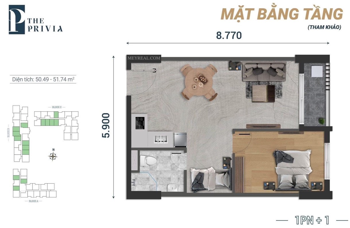 Mặt bằng The Privia 1PN
