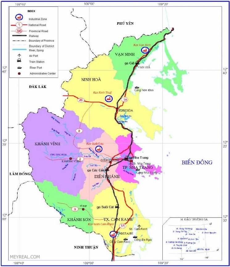 BẢN ĐỒ HÀNH CHÍNH TỈNH KHÁNH HOÀ