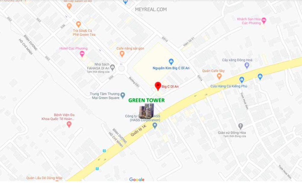 bản đồ Vị trí khu căn hộ green tower