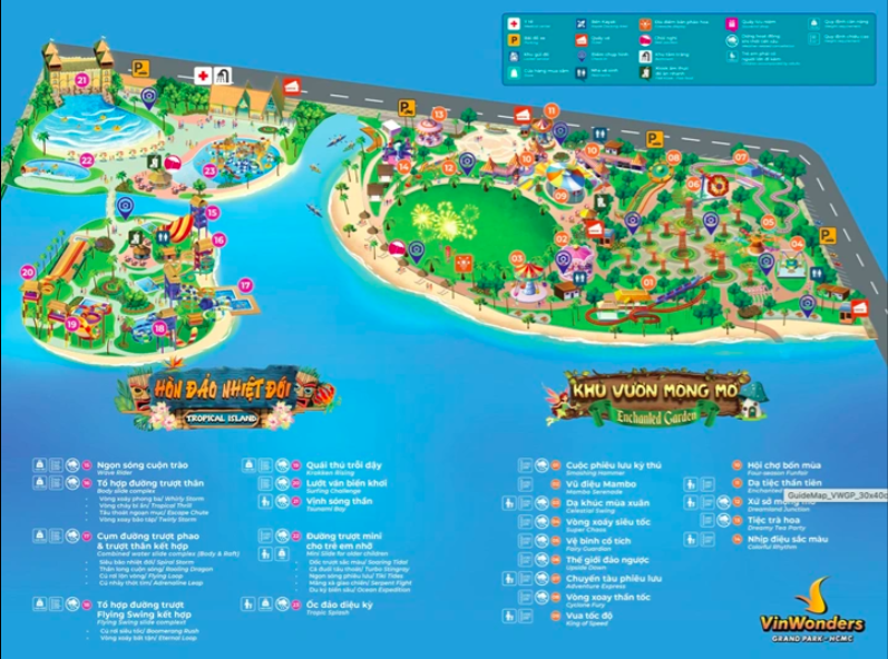 Các phân khu chò trơi tại VinWonders Grand Park