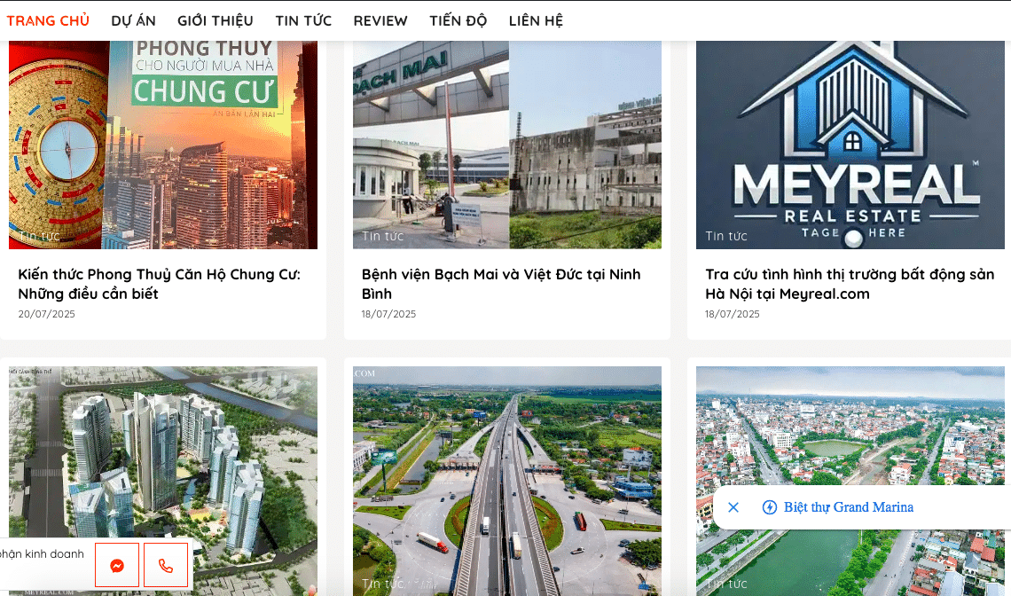 trang chính website meyreal.com